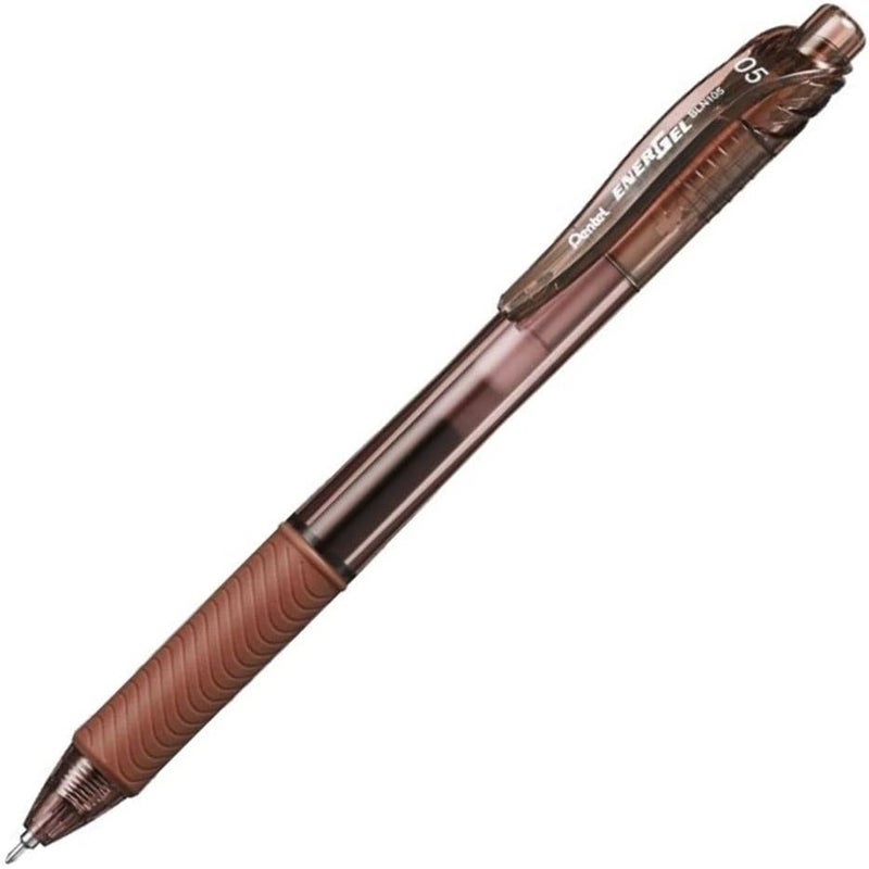 قلم جل Pentel EnerGel-X قابل للسحب باللون البني