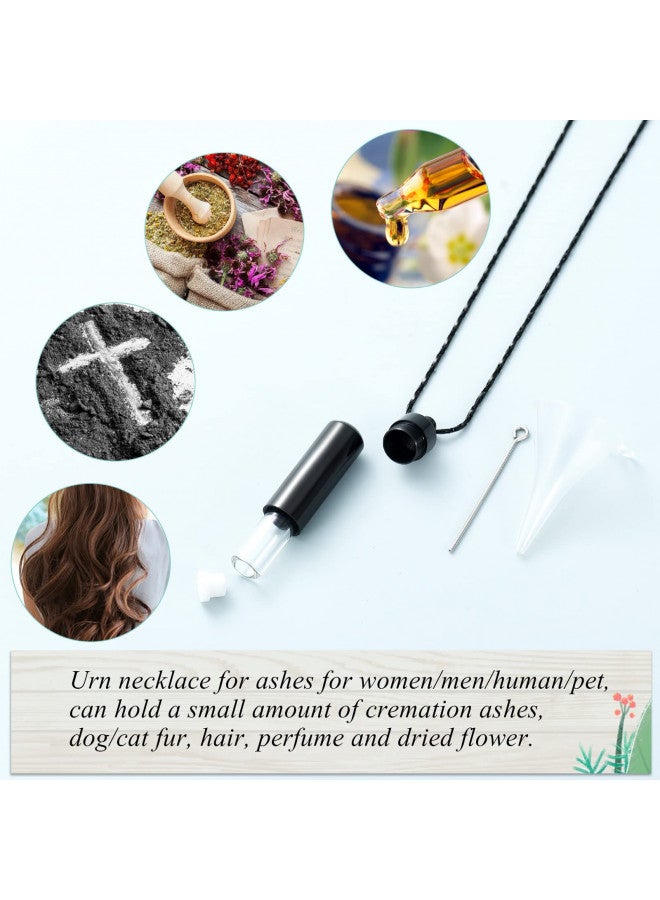 Imrsanl Cremation Jewelry for Ashes Pendant Urn Necklace Cylinder with Glass Vial Keepsake Ashes Memorial Jewelry (Black) - Image 2