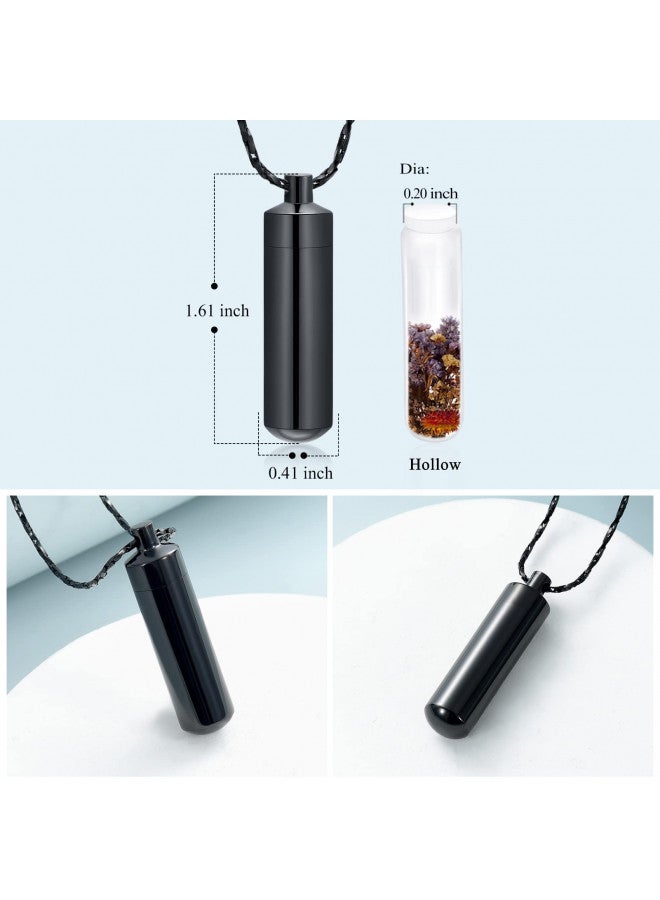 Imrsanl Cremation Jewelry for Ashes Pendant Urn Necklace Cylinder with Glass Vial Keepsake Ashes Memorial Jewelry (Black) - Image 1