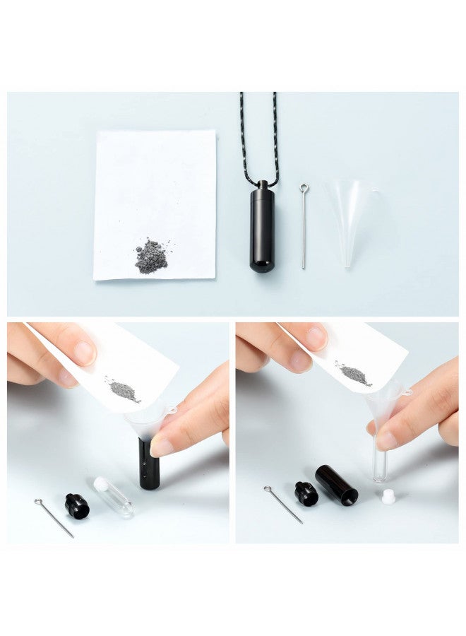 Imrsanl Cremation Jewelry for Ashes Pendant Urn Necklace Cylinder with Glass Vial Keepsake Ashes Memorial Jewelry (Black) - Image 3