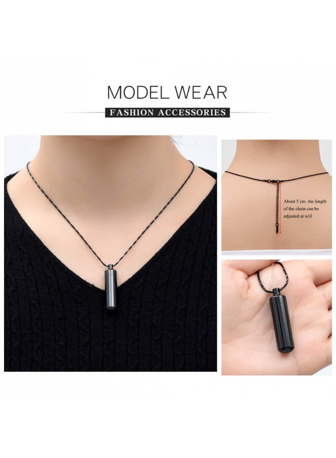 Imrsanl Cremation Jewelry for Ashes Pendant Urn Necklace Cylinder with Glass Vial Keepsake Ashes Memorial Jewelry (Black) - Image 4