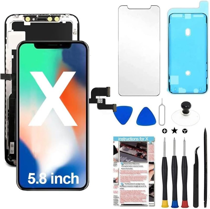 Fixerman Store for iPhone X Screen Replacement 5.8 inch, LCD 3D Touch Display Digitizer Assembly with Repair Tools - Model A1901, A1902, A1865 - Image 1