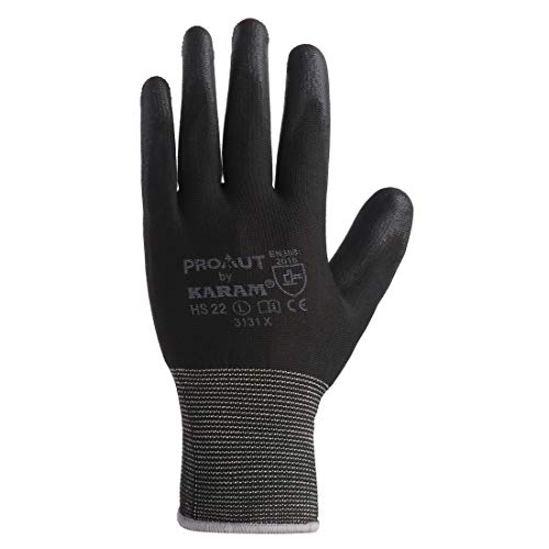Karam HS22 Safety Gloves for Mechanical Hazards | Safety Work Gloves with Black Liner with Black PU Coating | Multipurpose Use | Cut Resistant | Abrasion, Tear & Puncture Resistant | Size-XL - Image 3