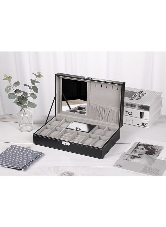 Yolu Multi-function Jewelry Box Storage for Men Women, Watch Box Organizer with Mirror,Ring Case,Earring Card,Hook,Removable Cushions,Framed Glass,Lock and key. - pzsku/ZDB2C7594A62BD7184867Z/45/_/1684309497/01716576-e728-48df-8f56-93ba973ae55e