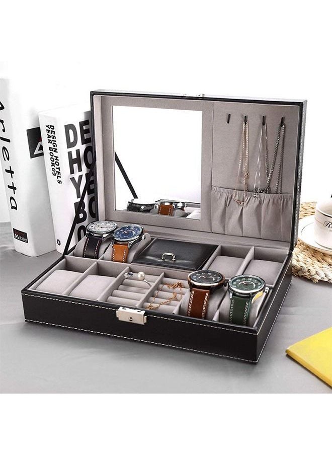 Yolu Multi-function Jewelry Box Storage for Men Women, Watch Box Organizer with Mirror,Ring Case,Earring Card,Hook,Removable Cushions,Framed Glass,Lock and key. - pzsku/ZDB2C7594A62BD7184867Z/45/_/1684309497/c896c90f-2f3a-453e-81ee-7b0e3856a597