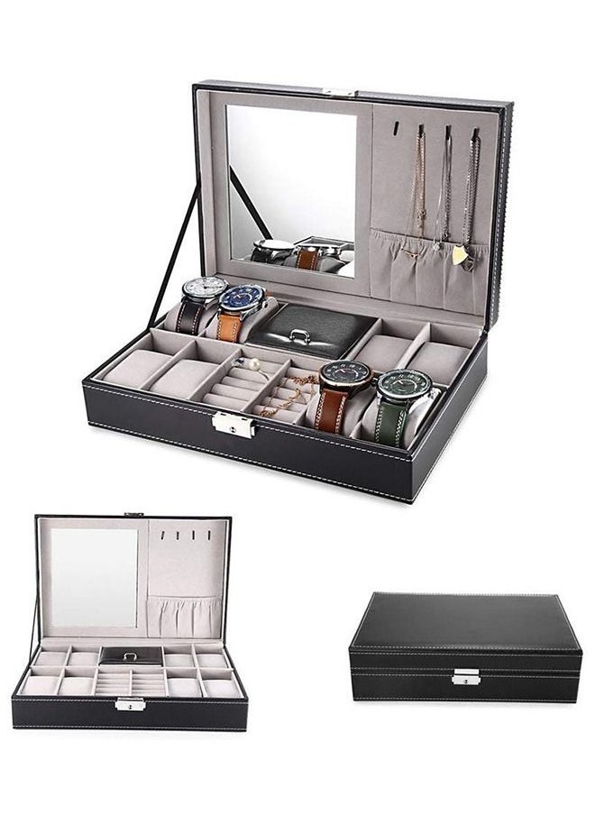 Yolu Multi-function Jewelry Box Storage for Men Women, Watch Box Organizer with Mirror,Ring Case,Earring Card,Hook,Removable Cushions,Framed Glass,Lock and key. - pzsku/ZDB2C7594A62BD7184867Z/45/_/1684309498/6a981cca-1224-47d3-804f-fab17ab93e32