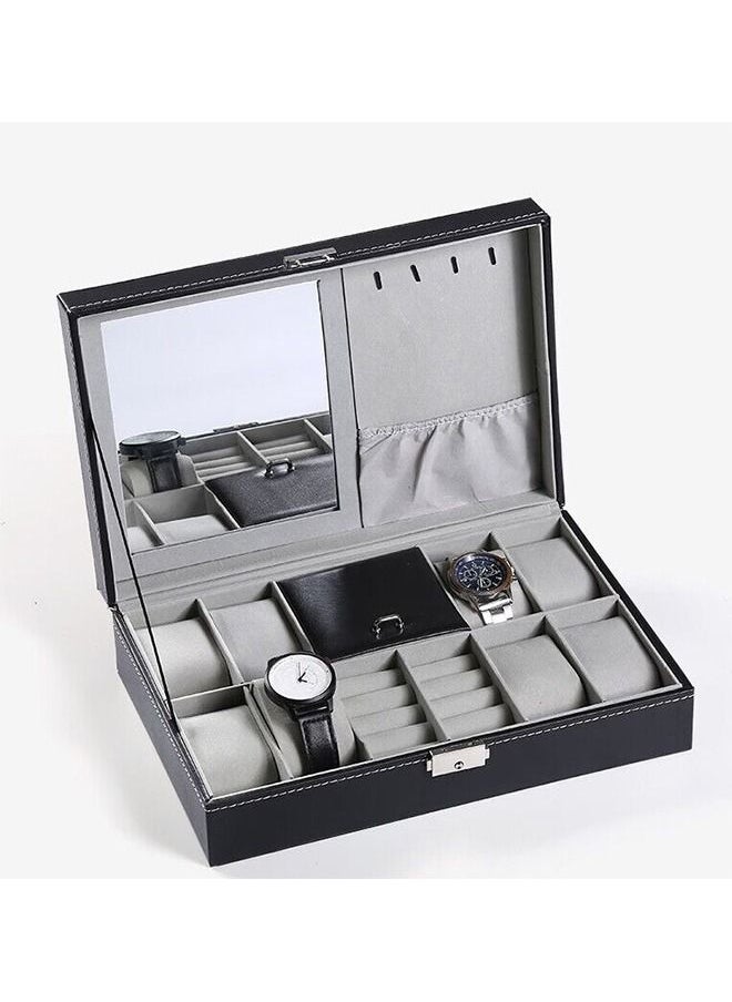 Yolu Multi-function Jewelry Box Storage for Men Women, Watch Box Organizer with Mirror,Ring Case,Earring Card,Hook,Removable Cushions,Framed Glass,Lock and key. - pzsku/ZDB2C7594A62BD7184867Z/45/_/1684309499/d580896a-2c23-4398-bc0c-496af9d2aa3b