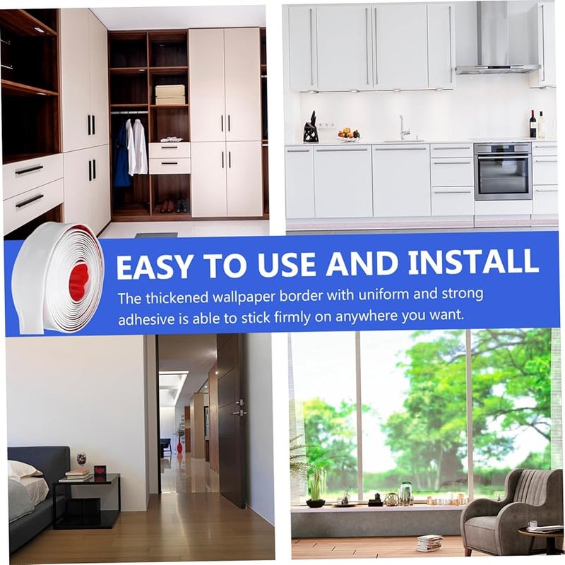 قاعدة اللوح القاعدي ذاتية اللصق قشر وألصق تشكيل الحائط 1 لفة أبيض - Image 4