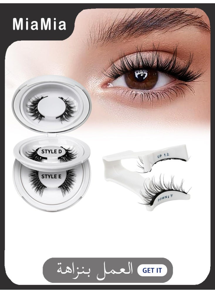 Magnetic Eyelashes 1 Pair Reusable Magnetic Eyelashes with Applicator No Glue Needed Eyelashes Cat Eye Natural Look Lash Clusters Kit Easy to Wear and Remove - Image 1