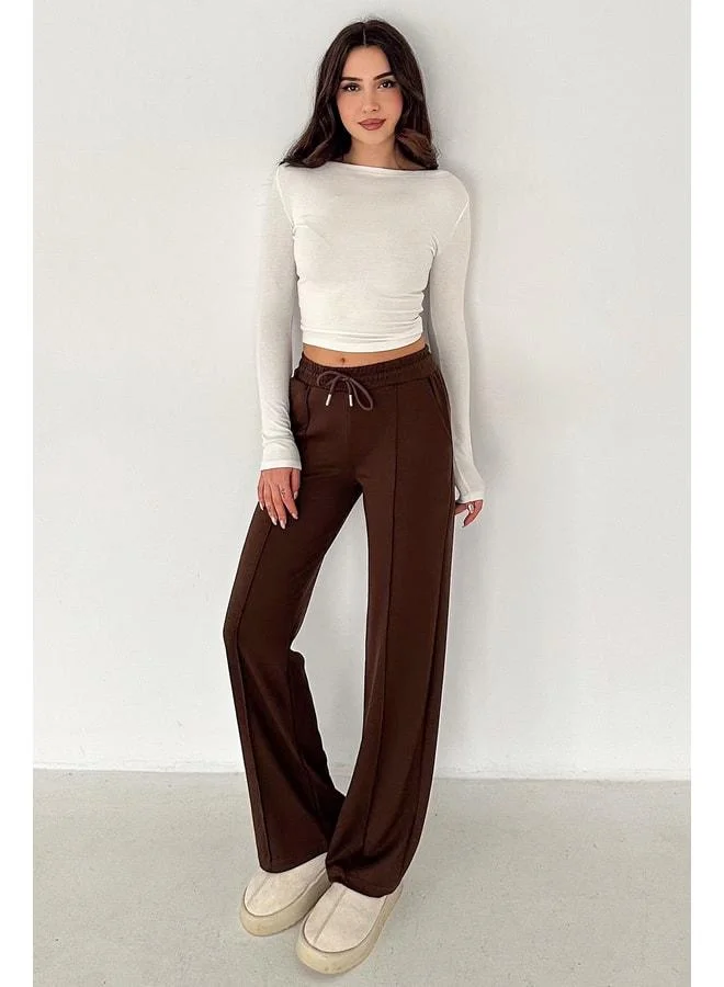 Noa Noa Women's Wide-Leg Pants with Stitch Detailing – Motion Ease