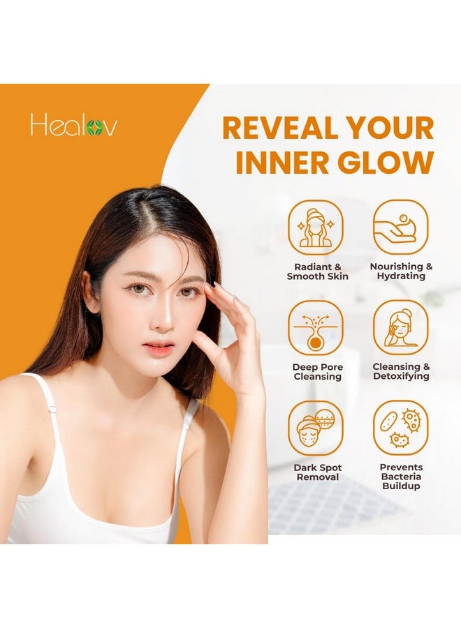 Healov Kojic Acid Soap for Hyperpigmentation - Skin Brightening Kojic Papaya Body Wash - Dark Spot Soap Reduces Acne, Scars, and Evens Skin Tone - Turmeric Body Wash for Brighter Glowing Skin - Image 3