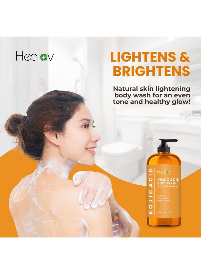 Healov Kojic Acid Soap for Hyperpigmentation - Skin Brightening Kojic Papaya Body Wash - Dark Spot Soap Reduces Acne, Scars, and Evens Skin Tone - Turmeric Body Wash for Brighter Glowing Skin - Image 4
