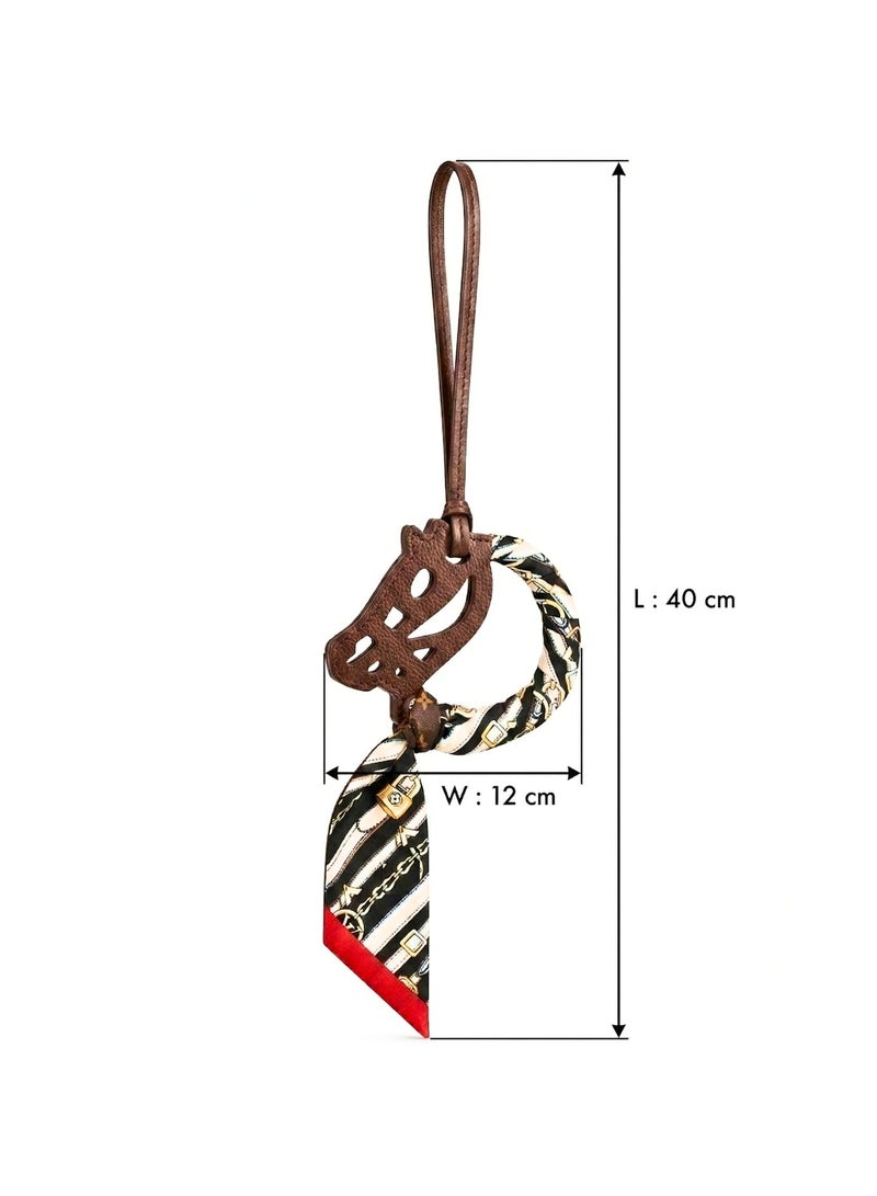 Aspire Books Premium Handmade Leather Horse Charm with Silk Scarf |  Car Mirror Accessory I Bag Pendant - Limited Edition - Image 4
