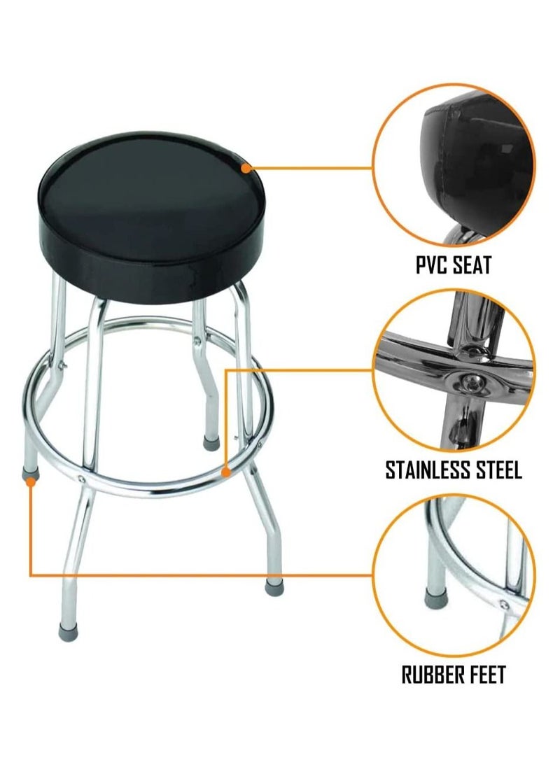 ROCKSAX - Black Sabbath Bar Stool Logo Design with Padded Swivel Seat Chrome Legs and Footrest 76cm High x 52cm Diameter Officially Licensed Merchandise - Image 1