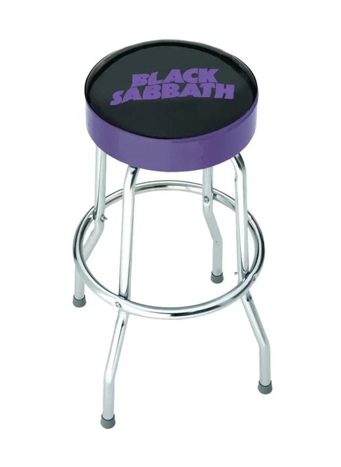 ROCKSAX - Black Sabbath Bar Stool Logo Design with Padded Swivel Seat Chrome Legs and Footrest 76cm High x 52cm Diameter Officially Licensed Merchandise - Image 1