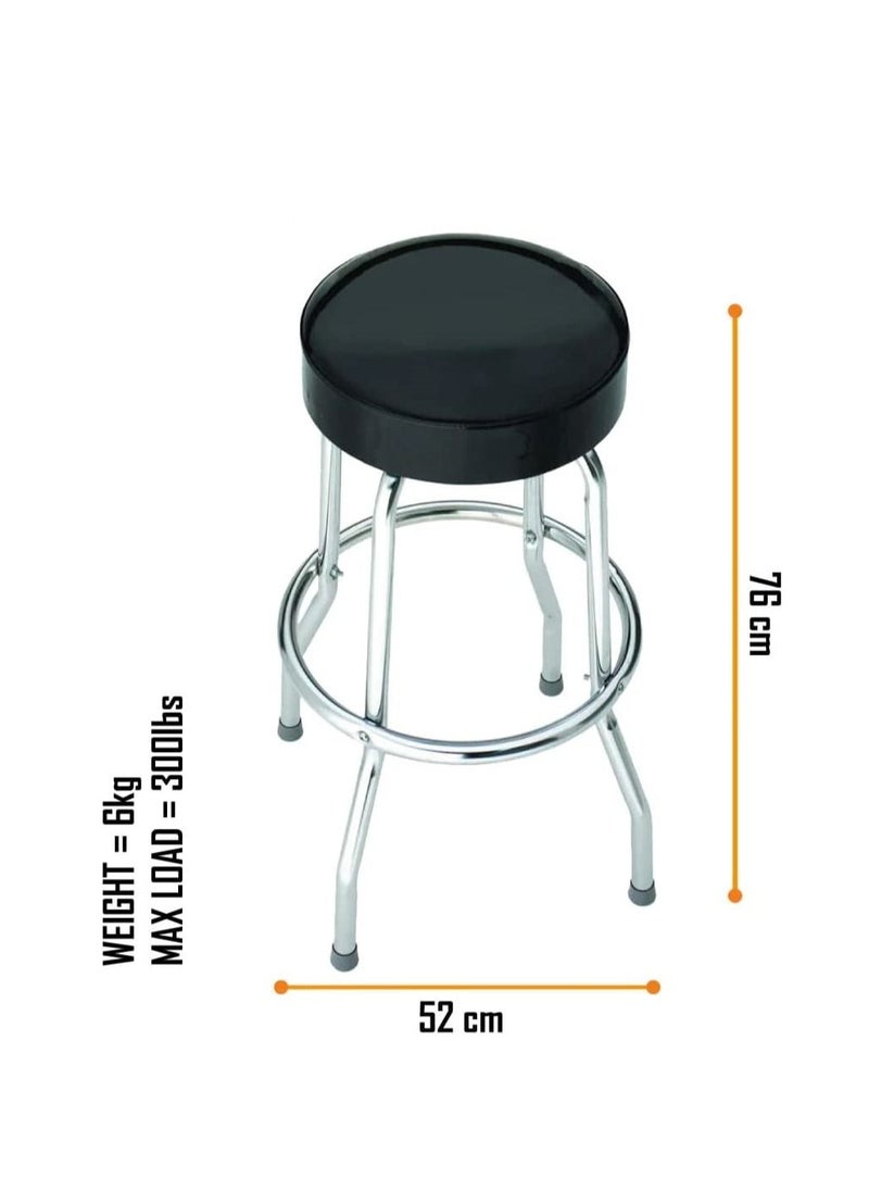 ROCKSAX - Black Sabbath Bar Stool Logo Design with Padded Swivel Seat Chrome Legs and Footrest 76cm High x 52cm Diameter Officially Licensed Merchandise - Image 1
