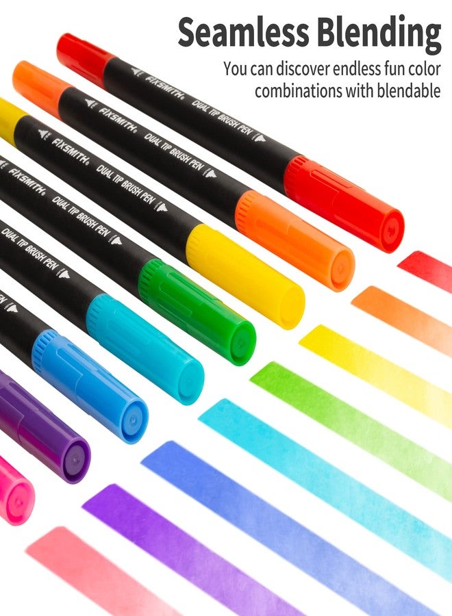 FIXSMITH فيكس سميث، ٢٤ قلم تلوين للكبار، أقلام تلوين للكبار، أقلام فرشاة برأسين، لوازم فنية للفصول الدراسية، أقلام رسم فنية، مخطط يوميات، خربشات - Image 3