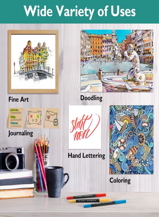 FIXSMITH فيكس سميث، ٢٤ قلم تلوين للكبار، أقلام تلوين للكبار، أقلام فرشاة برأسين، لوازم فنية للفصول الدراسية، أقلام رسم فنية، مخطط يوميات، خربشات - Image 5