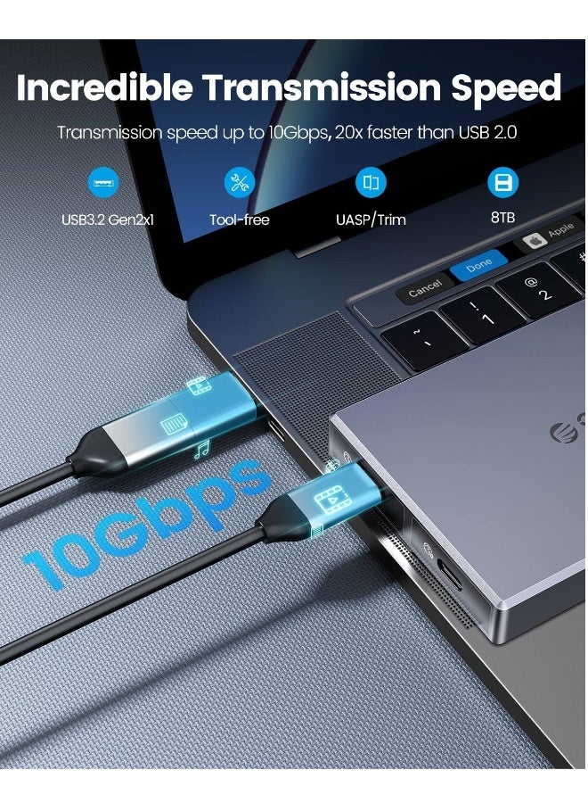 Dual Bay NVMe M2 SSD Enclosure High Speed USB3.2 Gen2 10Gbps Docking Station for PCIe M Key B M Key 2230 2242 2260 2280 SSDs Tool Free Installation Supports up to 4TB - Image 3