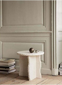 Al Home Classic Elegant Off-White Stone Marble Side Table By Alhome 