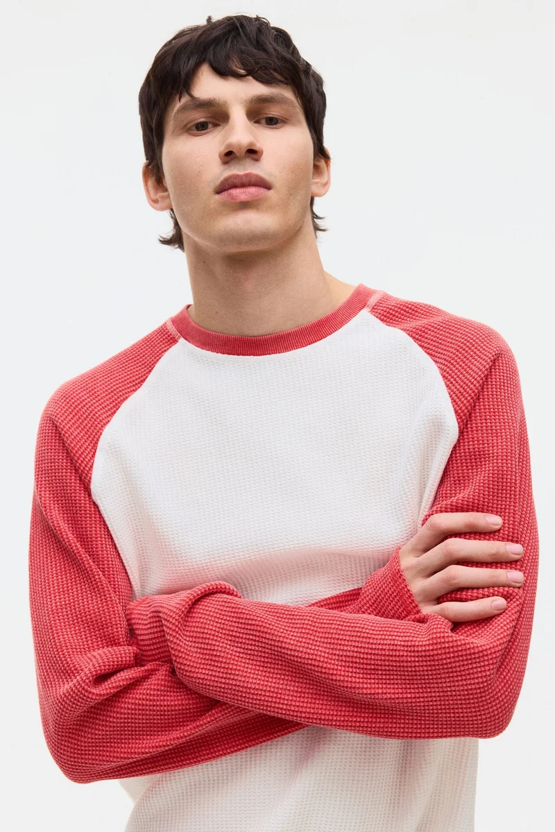 H&M  Regular Fit Waffled jersey top for Men | Best Price UAE
