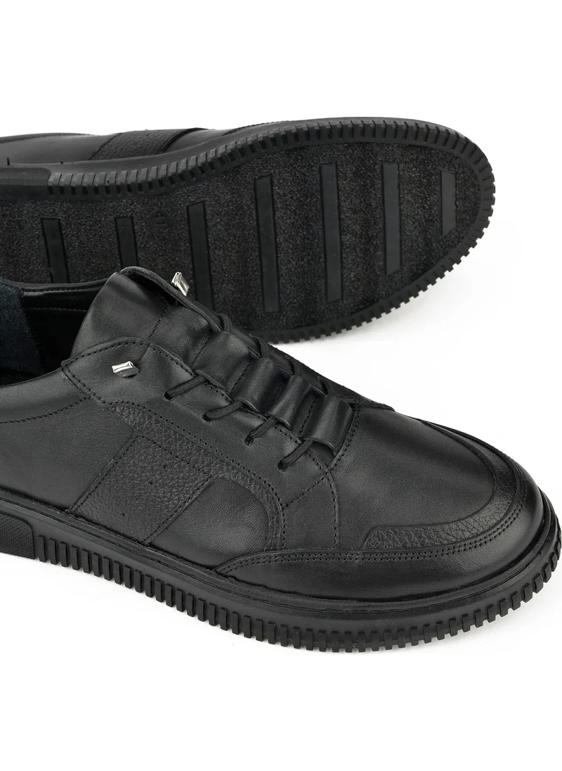 زيا Men's Leather Sneaker 133423Z98 Black