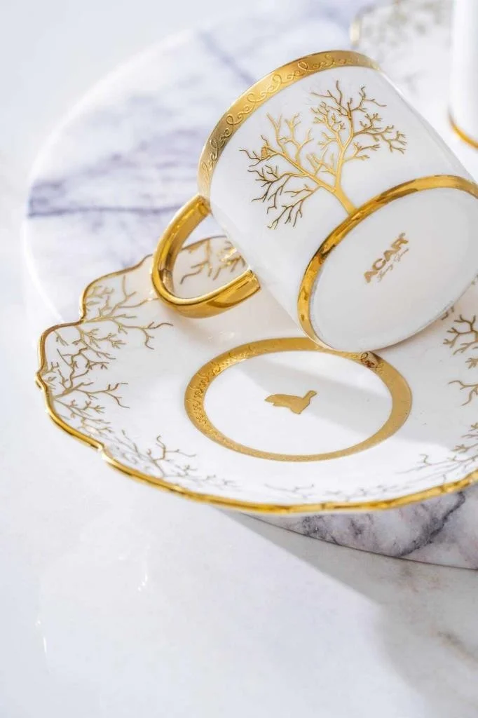 Acar Kieran Gold 6 Person Coffee Cup Set
