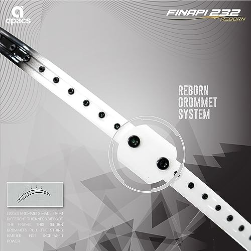 Apacs Finapi 232 Reborn (Unstrung, 42 LBS Mega Tension, World's Toughest Frame) Power Series Badminton Racket | Made with 100% Japanese Ultra Graphite Badminton Racquet with Full Cover (White) - Image 3