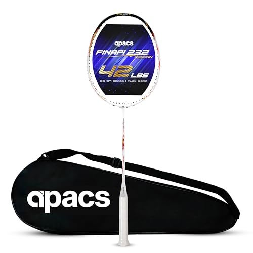 Apacs Finapi 232 Reborn (Unstrung, 42 LBS Mega Tension, World's Toughest Frame) Power Series Badminton Racket | Made with 100% Japanese Ultra Graphite Badminton Racquet with Full Cover (White) - Image 1
