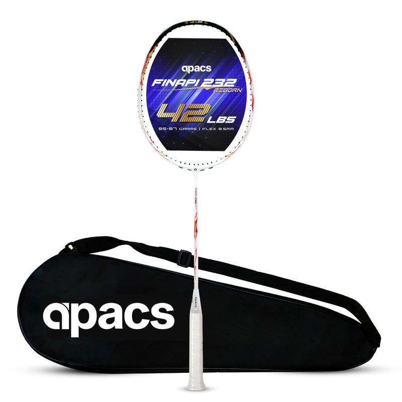 Apacs Finapi 232 Reborn (Unstrung, 42 LBS Mega Tension, World's Toughest Frame) Power Series Badminton Racket | Made with 100% Japanese Ultra Graphite Badminton Racquet with Full Cover (White) - Image 5
