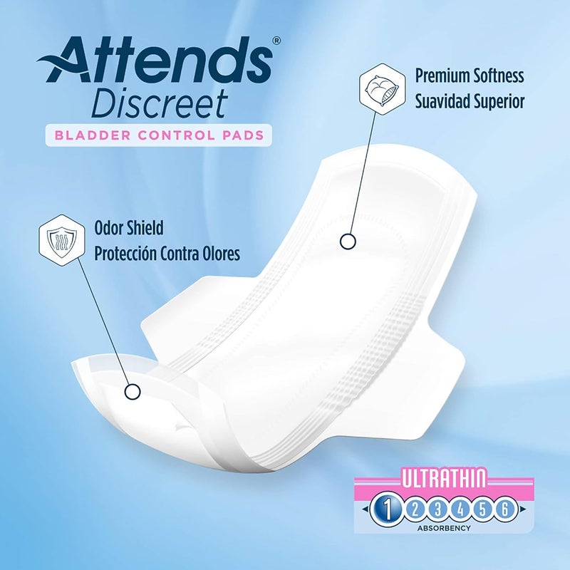 Attends Discreet Bladder Control Pad 9 Inch Length Light Absorbency Polymer One Size Fits Most Female Disposable ADPTHIN  Pack of 20 - Image 5