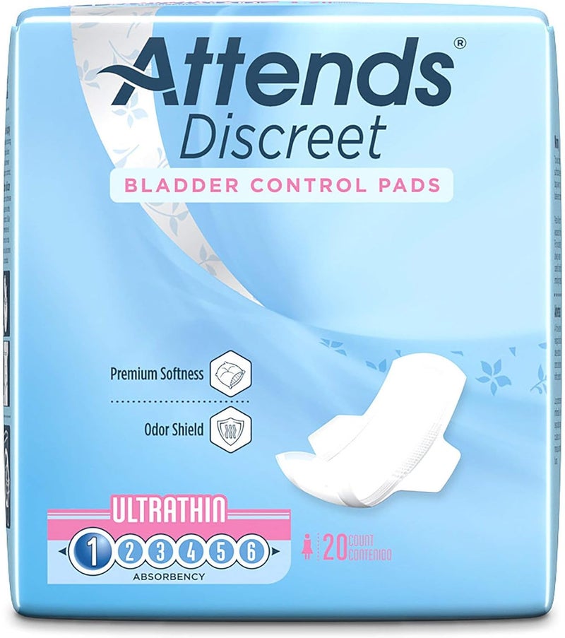 Attends Discreet Bladder Control Pad 9 Inch Length Light Absorbency Polymer One Size Fits Most Female Disposable ADPTHIN  Pack of 20 - Image 2