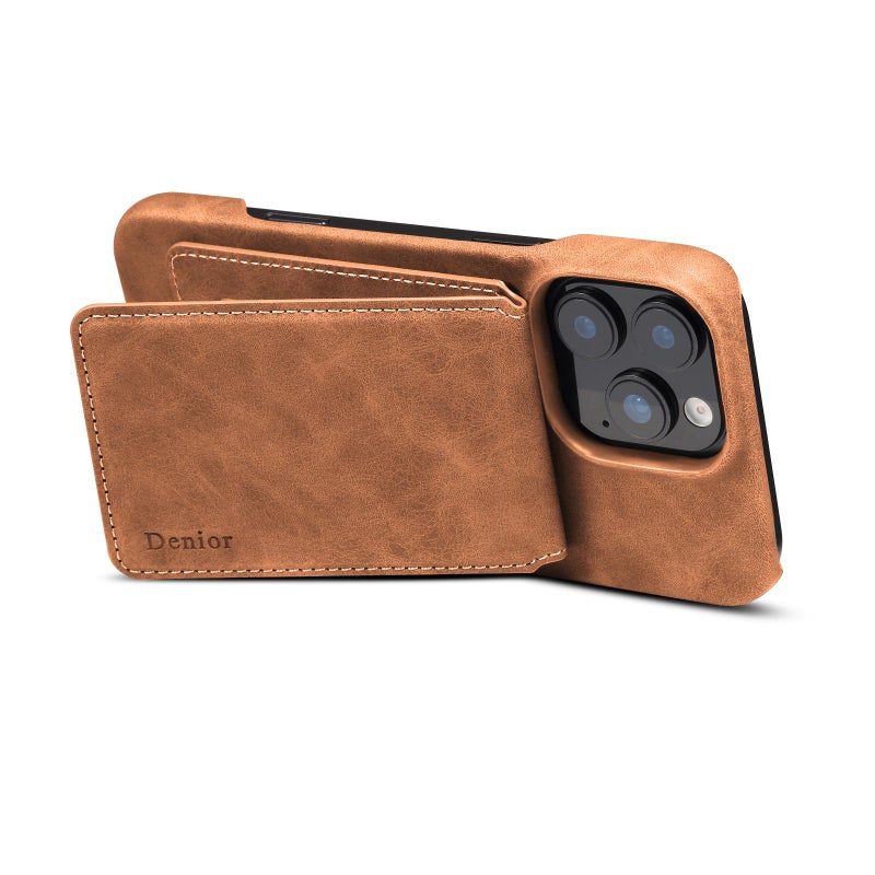 دينيور جراب هاتف D28 بتصميم كلاسيكي مزود بفتحة للبطاقات بتقنية Rfid Magsafe بتصميم عمودي لهاتف Iphone 14 Plus (بني) - Image 4