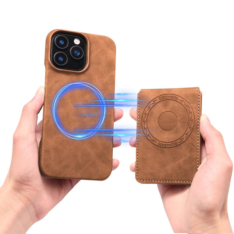 دينيور جراب هاتف D28 بتصميم كلاسيكي مزود بفتحة للبطاقات بتقنية Rfid Magsafe بتصميم عمودي لهاتف Iphone 14 Plus (بني) - Image 5