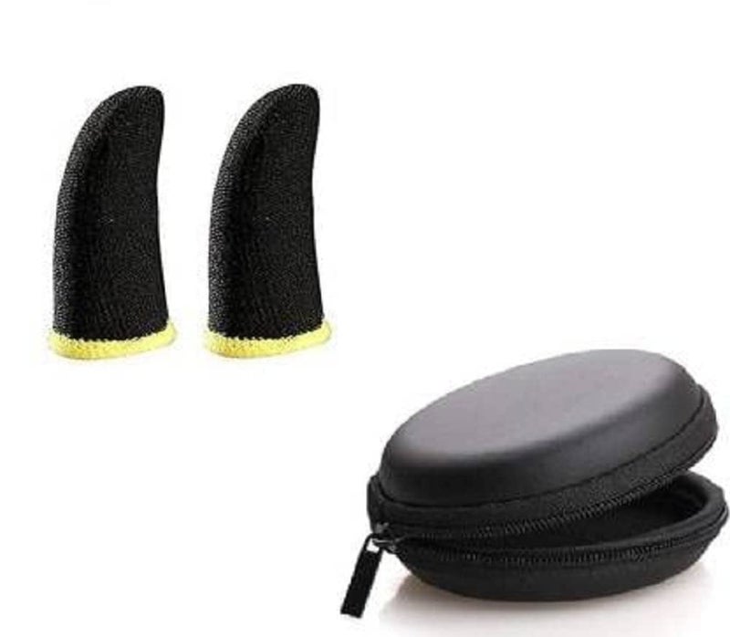 Inefable® Earphone Headphone Case Pouch Cover Carrying Case for Earphones, Headset, Pen Drives, SD Cards, All Mobile Accessories (Black) (Pack of 1 with Free Pubg 1 Pair) - Image 1