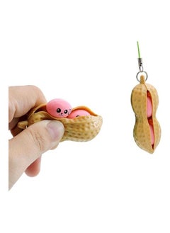 NIBEMINENT Fidget Toy Squeeze Press-A-Peanut Pressure Relief Stress Toys Anti-Anxiety Keychain  - Image 1