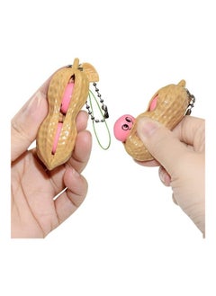 NIBEMINENT Fidget Toy Squeeze Press-A-Peanut Pressure Relief Stress Toys Anti-Anxiety Keychain  - Image 2