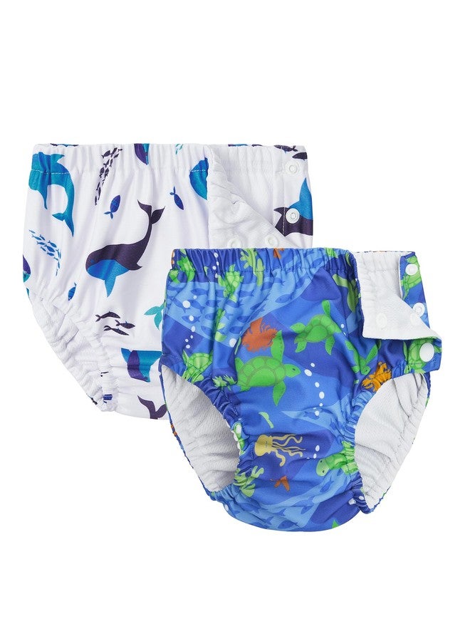 Durio 2PCS Reusable Swim Diapers - Toddler Baby Swim Diaper Soft and Waterproof for Swimming Lessons Boys and Girls - Image 1