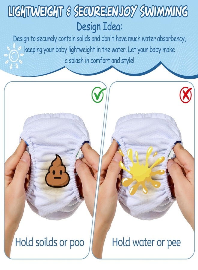 Durio 2PCS Reusable Swim Diapers - Toddler Baby Swim Diaper Soft and Waterproof for Swimming Lessons Boys and Girls - Image 2