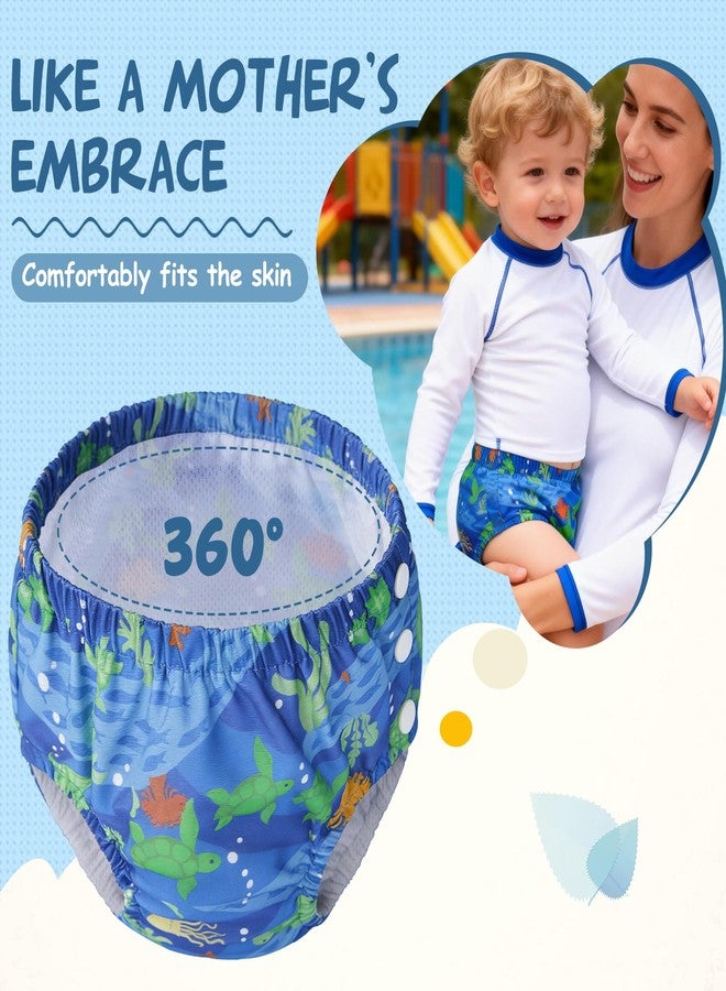 Durio 2PCS Reusable Swim Diapers - Toddler Baby Swim Diaper Soft and Waterproof for Swimming Lessons Boys and Girls - Image 3