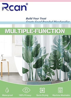 Rcan Shower Curtains for Bathroom, Tropical Leaves Plant on White Background, Banana Monstera Bathroom Shower Curtain, for Bathtub Decoration, Waterproof Fabric, Machine Washable, with 12 Hooks  - Image 4