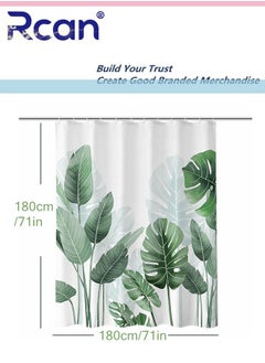 Rcan Shower Curtains for Bathroom, Tropical Leaves Plant on White Background, Banana Monstera Bathroom Shower Curtain, for Bathtub Decoration, Waterproof Fabric, Machine Washable, with 12 Hooks  - Image 5