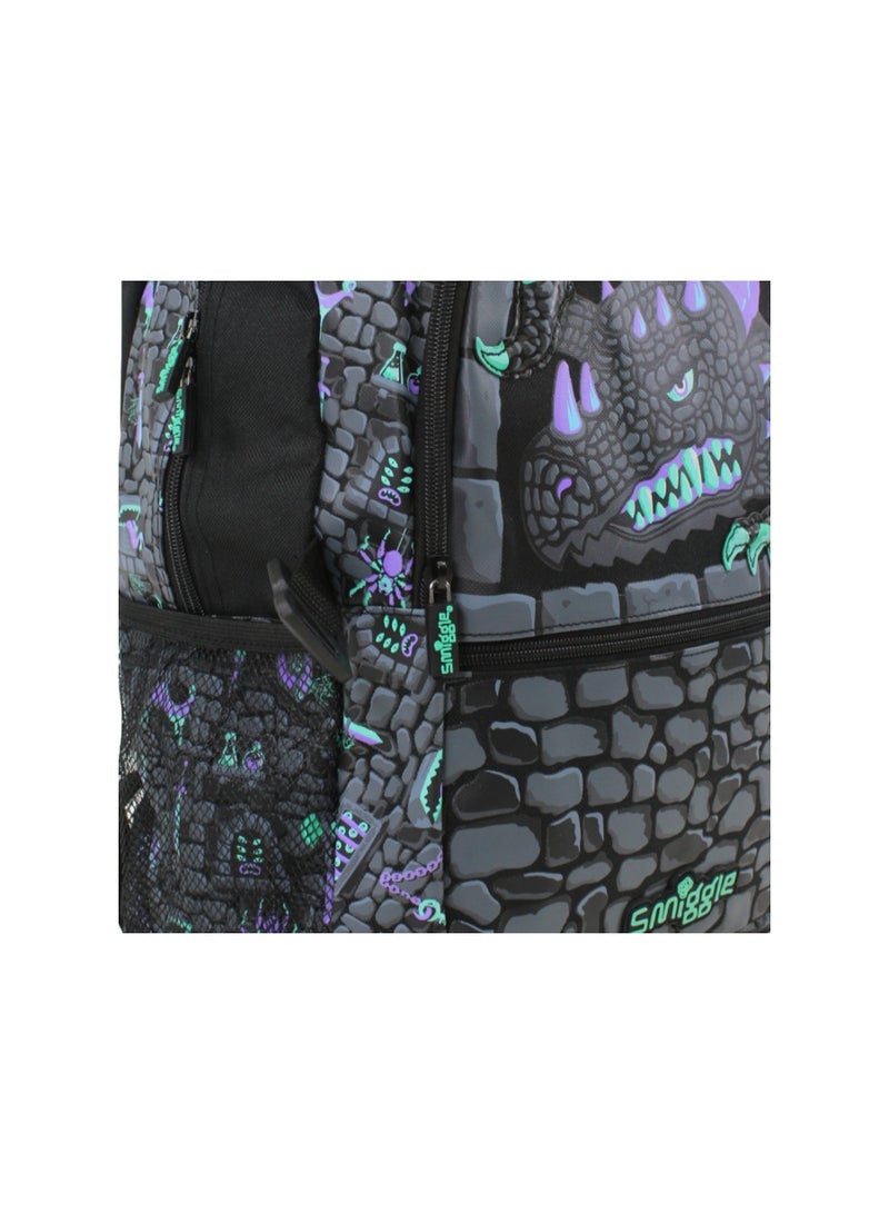 سميجل حقيبة ظهر Smiggle بتصميم ديناصور، مقاس 17 بوصة – أسود ورمادي - Image 3