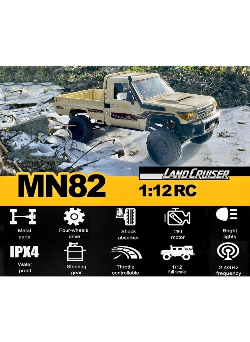 Wheels RC Crawler 1/12 RC Truck 4x4 RC Rock Crawler Toyota LC79 Remote Control Pickup 2.4Ghz All Terrain with 280 Brushed Motor Proportional Throttle Steering RTR Hobby Toy for Adult MN-82 - Image 5