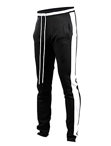 SCREENSHOT Men's Athletic Fitness Slim Fit Workout Track Pants BASIC S41700-Black-Medium - Image 1