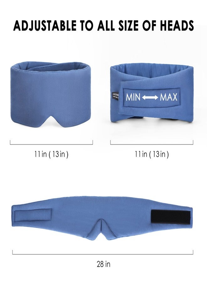 FRESHME Pure Handmade Cotton Sleep Mask - Blackout Eye Mask with Adjustable Velcro Soft and Comfortable Eye Blinder Shade for Men Women Travel Office Nap Airplane Blue - Image 4