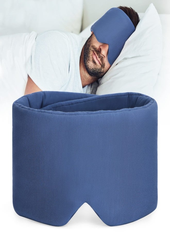 FRESHME Pure Handmade Cotton Sleep Mask - Blackout Eye Mask with Adjustable Velcro Soft and Comfortable Eye Blinder Shade for Men Women Travel Office Nap Airplane Blue - Image 1