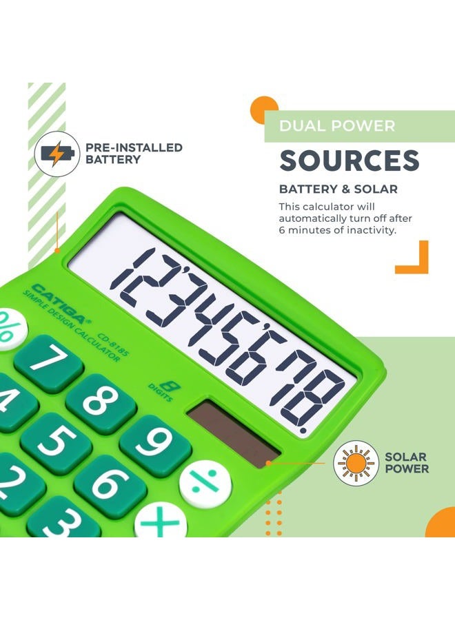 CATIGA Desktop Calculator 8 Digit with Solar Power and Easy to Read LCD Display, Big Buttons, for Home, Office, School, Class and Business, 4 Function Small Basic Calculators for Desk, CD-8185 - Image 4