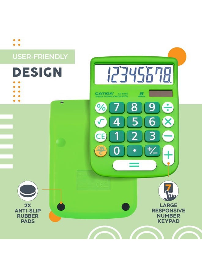 CATIGA Desktop Calculator 8 Digit with Solar Power and Easy to Read LCD Display, Big Buttons, for Home, Office, School, Class and Business, 4 Function Small Basic Calculators for Desk, CD-8185 - Image 5