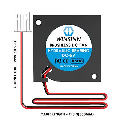 WINSINN 20mm 2006 Blower Fan 5V - Hydraulic Bearing 11000 RPM 2006 Cooling Fan Replacement for Small Appliances (Printer/Router/Set-Top Box), 30cm Cable with XH2.54-2PIN, Brushless 20x6mm (2Pcs) - Image 4